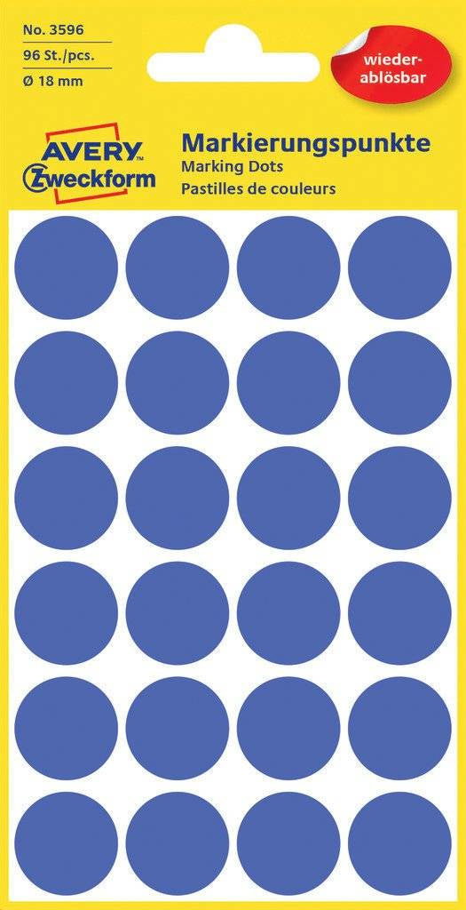 AVERY Zweckform Haftetiketten – rund Ø 18 mm, wiederablösbar, blau