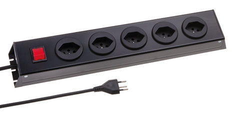Max Hauri AG Max Hauri POWER-LINE Steckdosenleiste, 5×T13, mit Schalter, 1,5 m, Eingang T12, Überstromschutz – schwarz