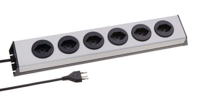 Max Hauri AG Max Hauri POWER-LINE Steckdosenleiste, 6×T13, ohne Schalter, 1,5 m, Überstromschutz, Eingang T12 – schwarz