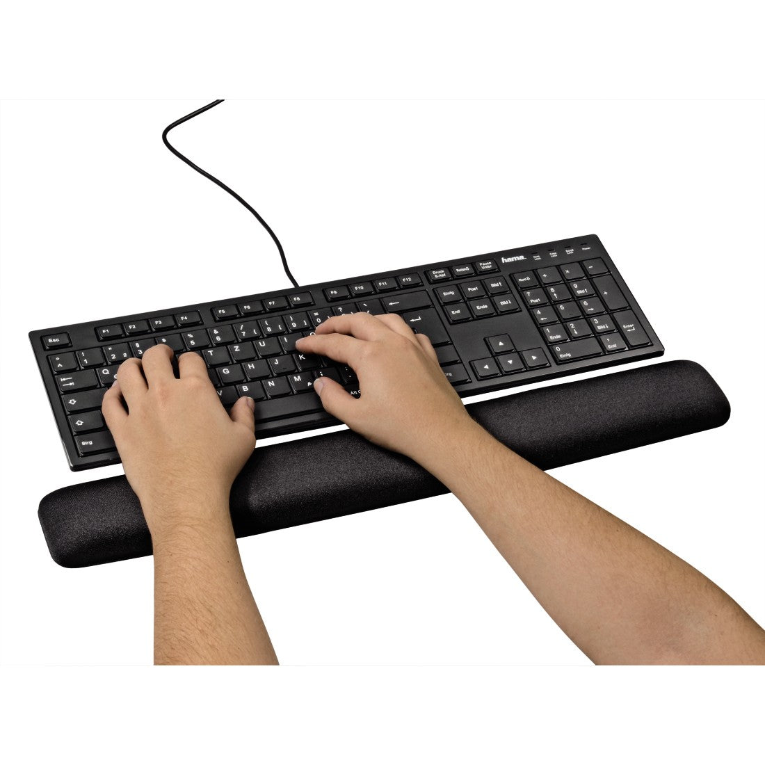 Hama Tastatur-Handgelenkauflage – Ergonomisch – Memory-Schaum, rutschfest – 493×70×22 mm – Schwarz