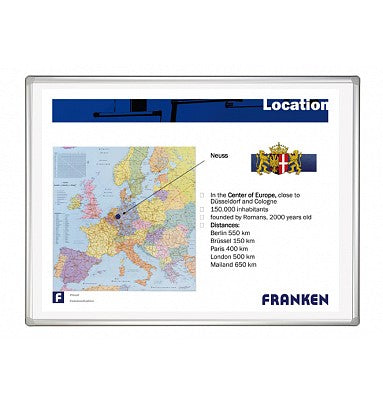 Franken Whiteboard – 200 × 120 cm, Emaille, magnetisch, Aluminiumrahmen, Wandmontage