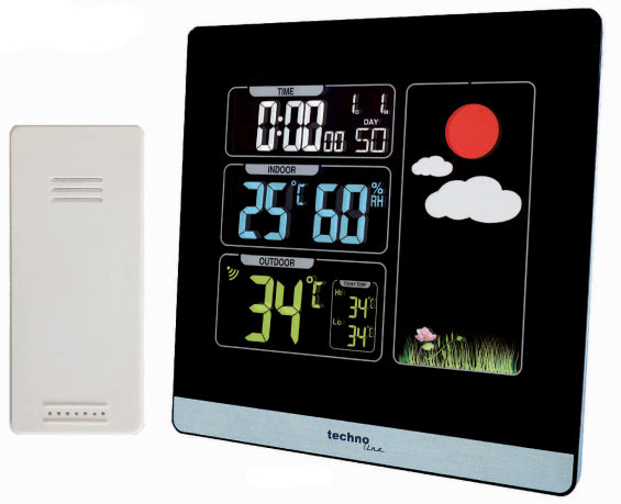 Technoline WS 6448 – Wetterstation, innen/außen, Wetterbericht, Display – schwarz