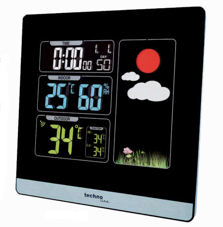 Technoline WS 6448 – Wetterstation, innen/außen, Wetterbericht, Display – schwarz