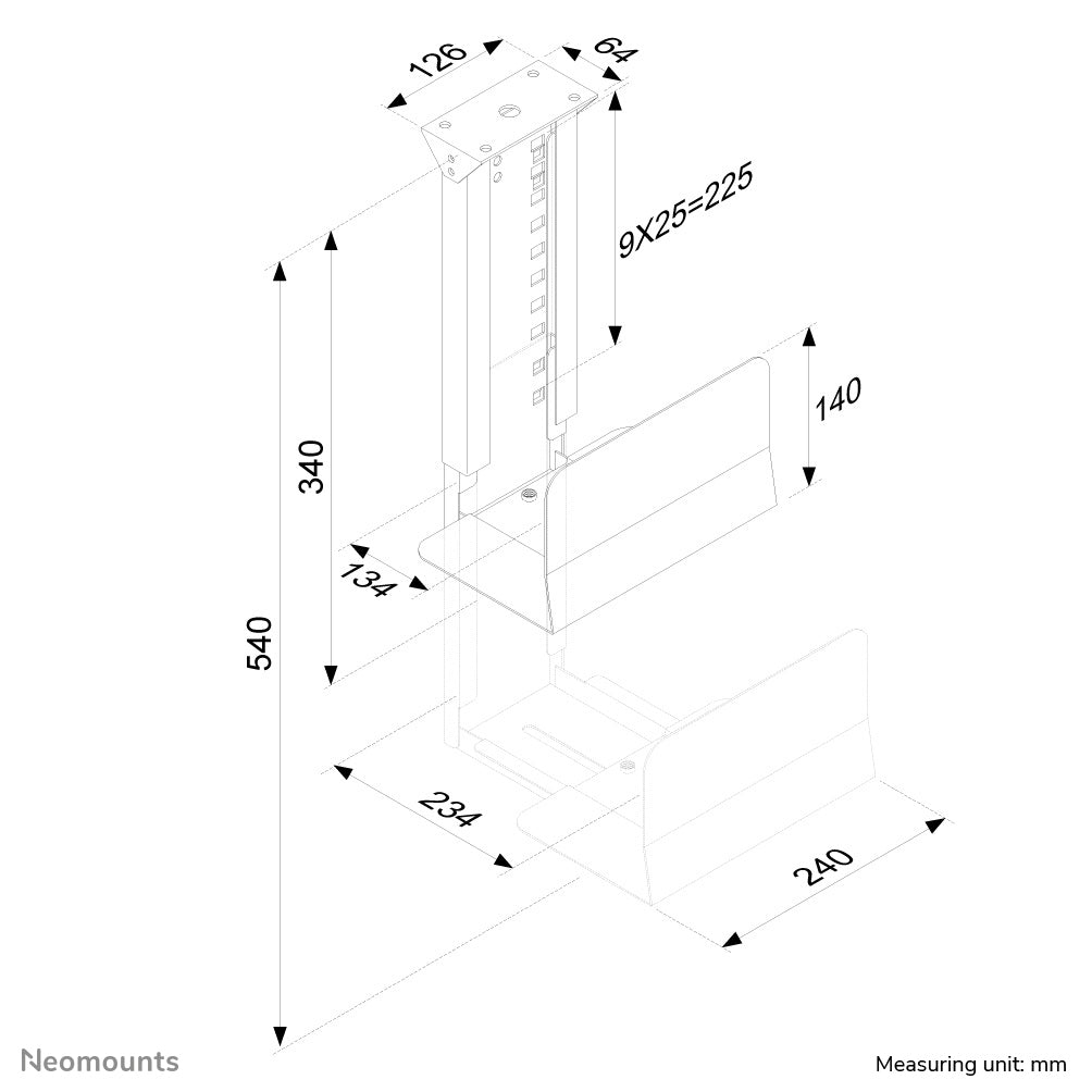 Neomounts CPU-Halterung (Untertisch) – bis 30 kg, silber, Stahl