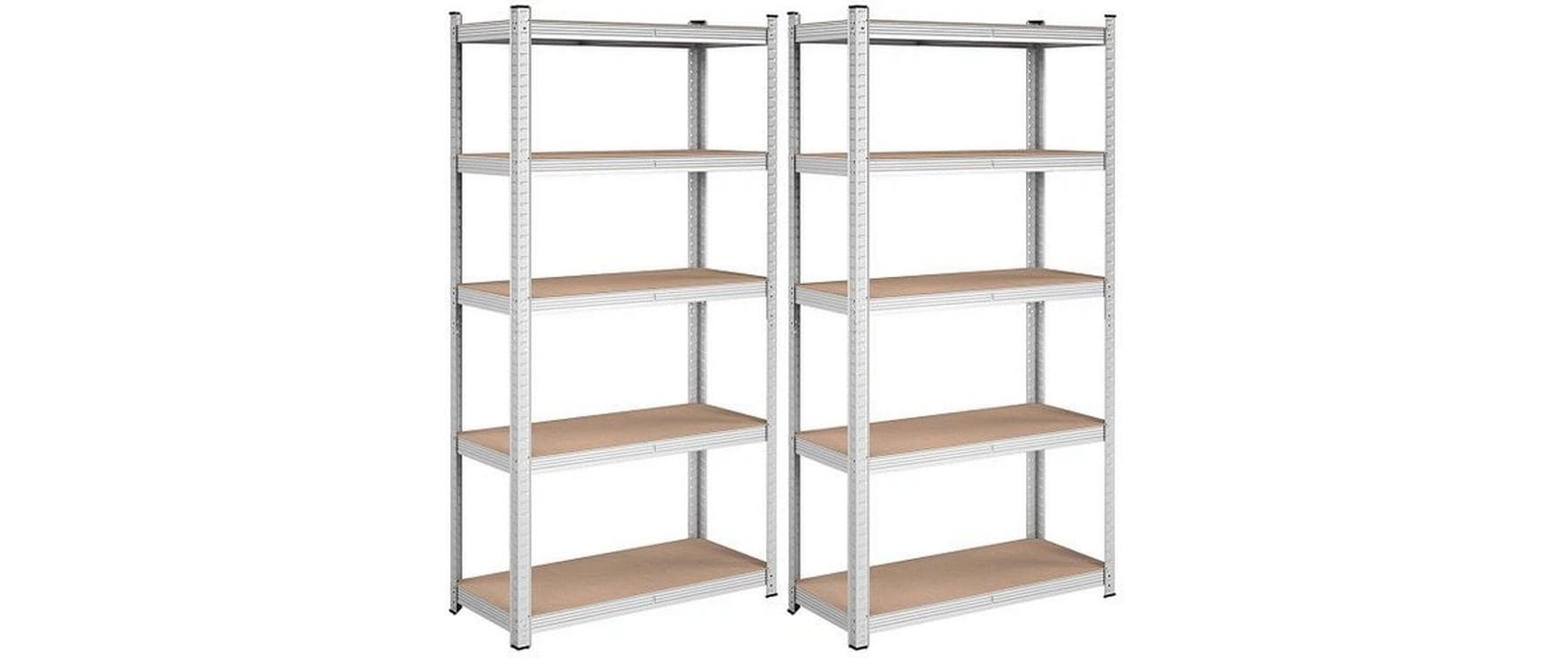 Songmics Lagerregal – freistehend – je 5 Böden – 40 × 90 × 180 cm – 175 kg pro Boden – Silber – 2er-Set