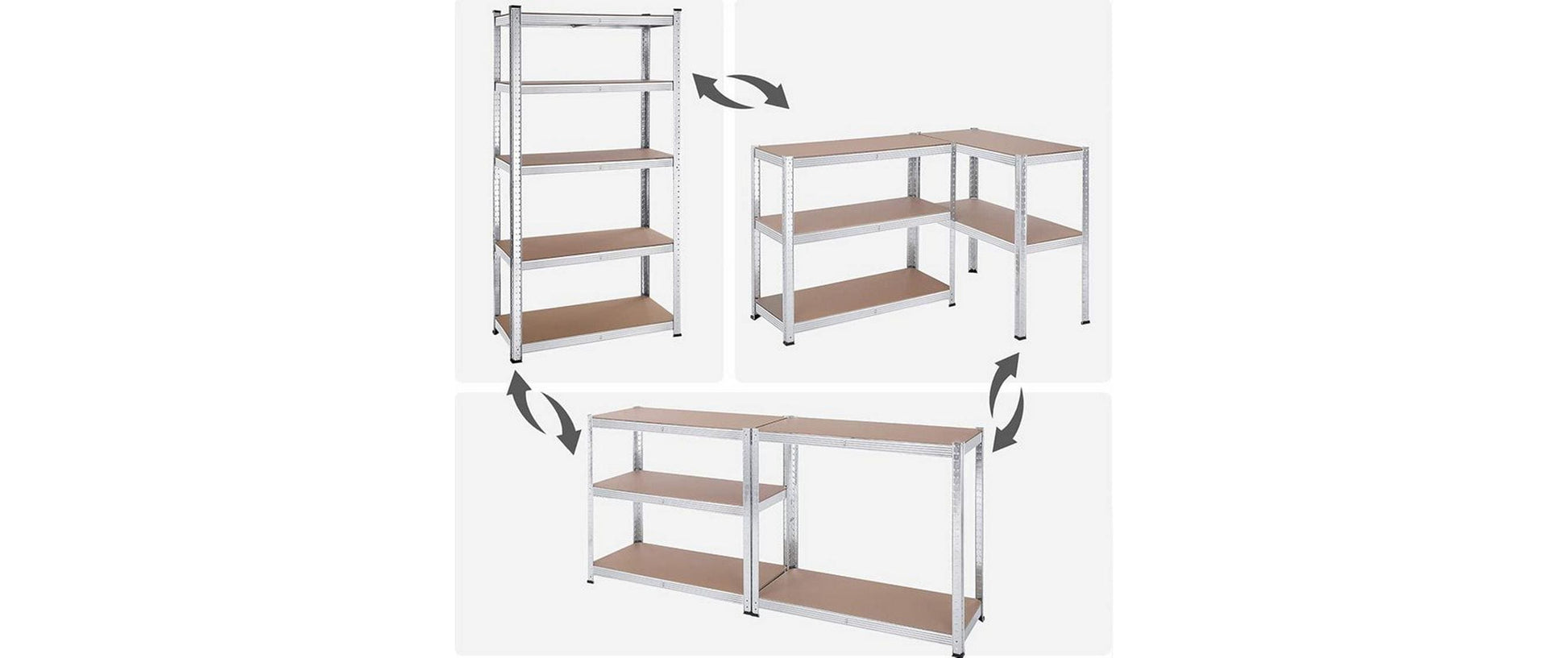 Songmics Lagerregal – freistehend – je 5 Böden – 40 × 90 × 180 cm – 175 kg pro Boden – Silber – 2er-Set