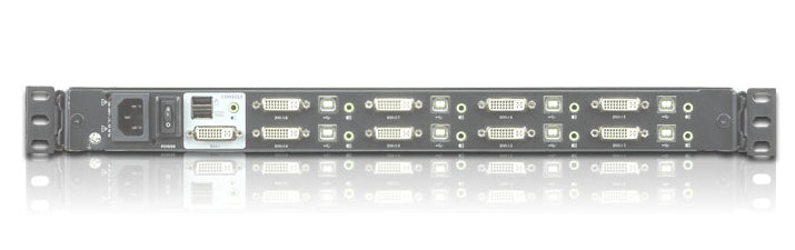 ATEN KVM-Switch, 17,3" Breitbild-DVI, Full HD (1920 × 1080) LCD-Konsole, 8-Port, US-Tastaturlayout