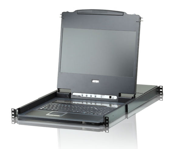ATEN KVM-Switch, 17,3" Breitbild-DVI, Full HD (1920 × 1080) LCD-Konsole, 8-Port, US-Tastaturlayout