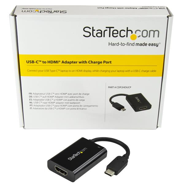 StarTech.com USB-C zu HDMI Adapter – 4K (3840 × 2160) @ 60 Hz, HDMI 2.0, PD 60 W, 0,1 m – Schwarz