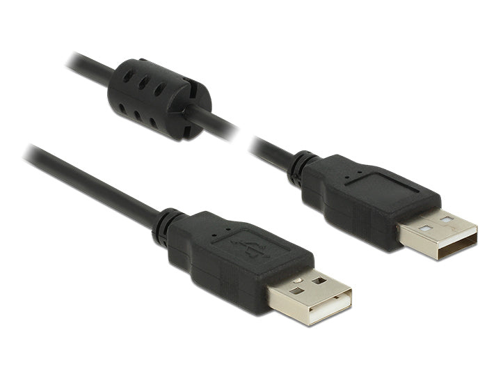 DeLOCK USB-A auf USB-A Kabel – USB 2.0 (480 Mbit/s) – 0,5 m – Magnetisch abgeschirmt – Schwarz