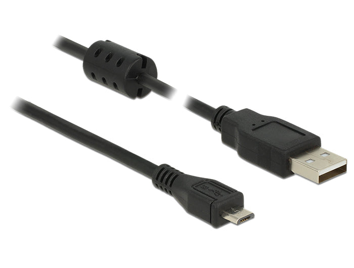 DeLOCK USB-A auf Micro-USB-B Kabel – USB 2.0 (480 Mbit/s) – 1,5 m – magnetisch abgeschirmt – Schwarz