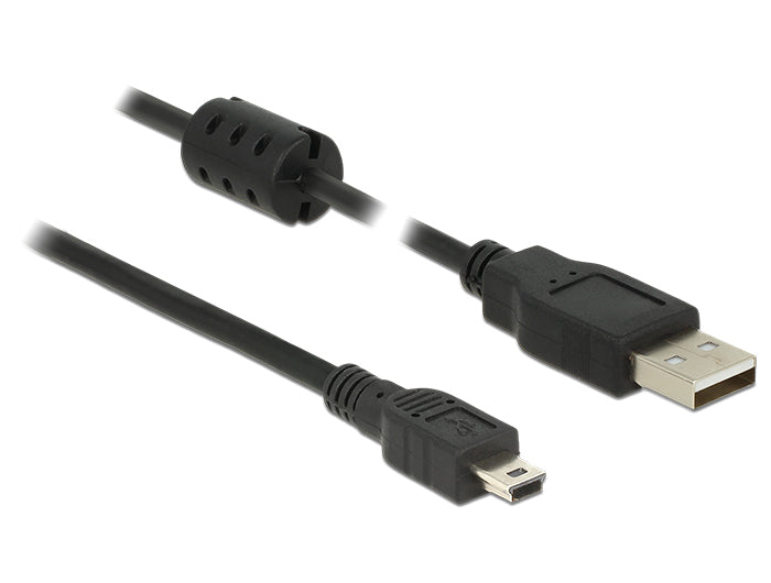 DeLOCK USB-A auf Mini-USB-B Kabel – USB 2.0 (480 Mbit/s) – 1 m – Magnetisch abgeschirmt – Schwarz
