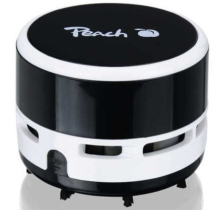 Peach Mini-Tischstaubsauger PA105 – Batterie 2× AA, Ø 80 × 65 mm