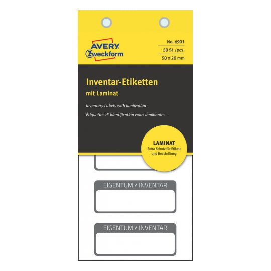 Avery Schuletiketten – 50×20 mm, Abgerundete Ecken, 50 Stk, 10 Bogen, Kunststoff, Permanent Haftend