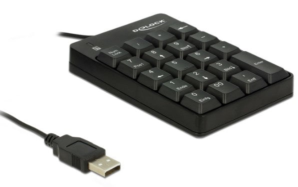 DeLOCK 12481 – Nummernblock – USB-A kabelgebunden – 19 Tasten – Schwarz