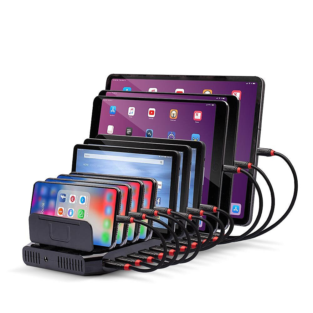 Lindy Ladestation – 90 W, 10× USB-A, Überspannungsschutz – für Smartphones, Tablets, USB-Geräte