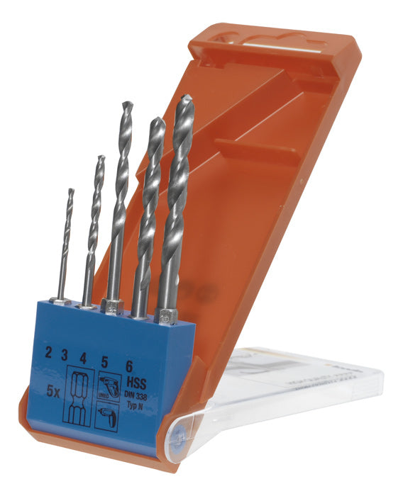 kwb Spiralbohrer-Set 2–6 mm HSS 1/4" Sechskantschaft – für Metall – 5-teilig