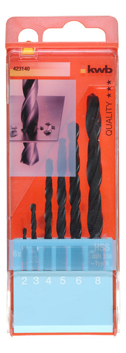kwb Spiralbohrer 2–8 mm Zylinderschaft – für Metall & Kunststoff – 6-tlg.