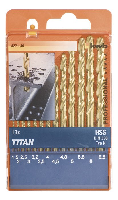 kwb Titan-Spiralbohrer-Set, Gold, 13 Stk.