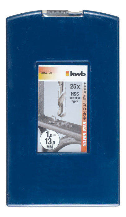 kwb Spiralbohrer-Set, 1-13 mm, grau, 25 Stk.