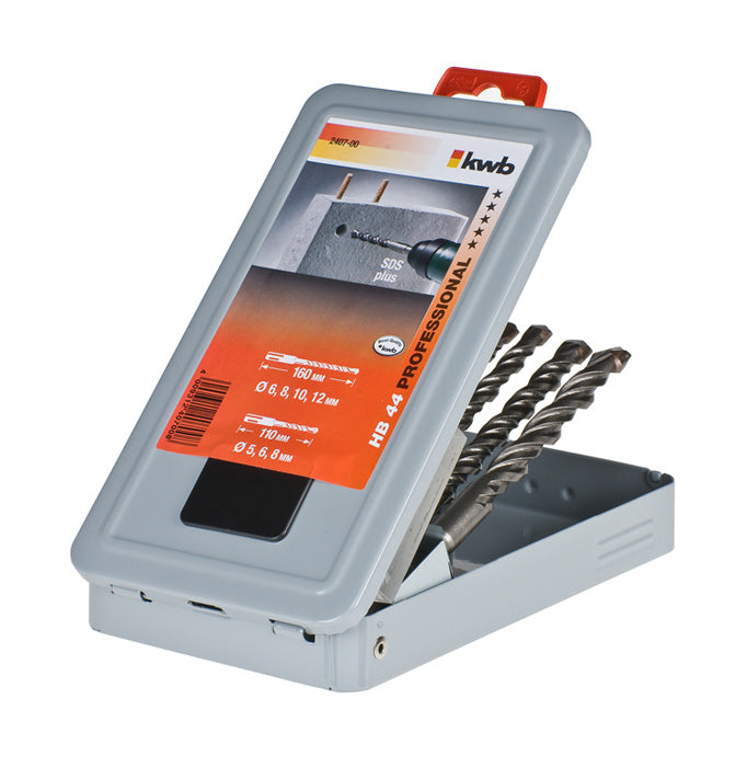 kwb SDS Plus Hammerbohrer-Set 5/6/8 × 110 mm, 6/8/10/12 × 160 mm – 7-tlg. – für Mauerwerk & Beton