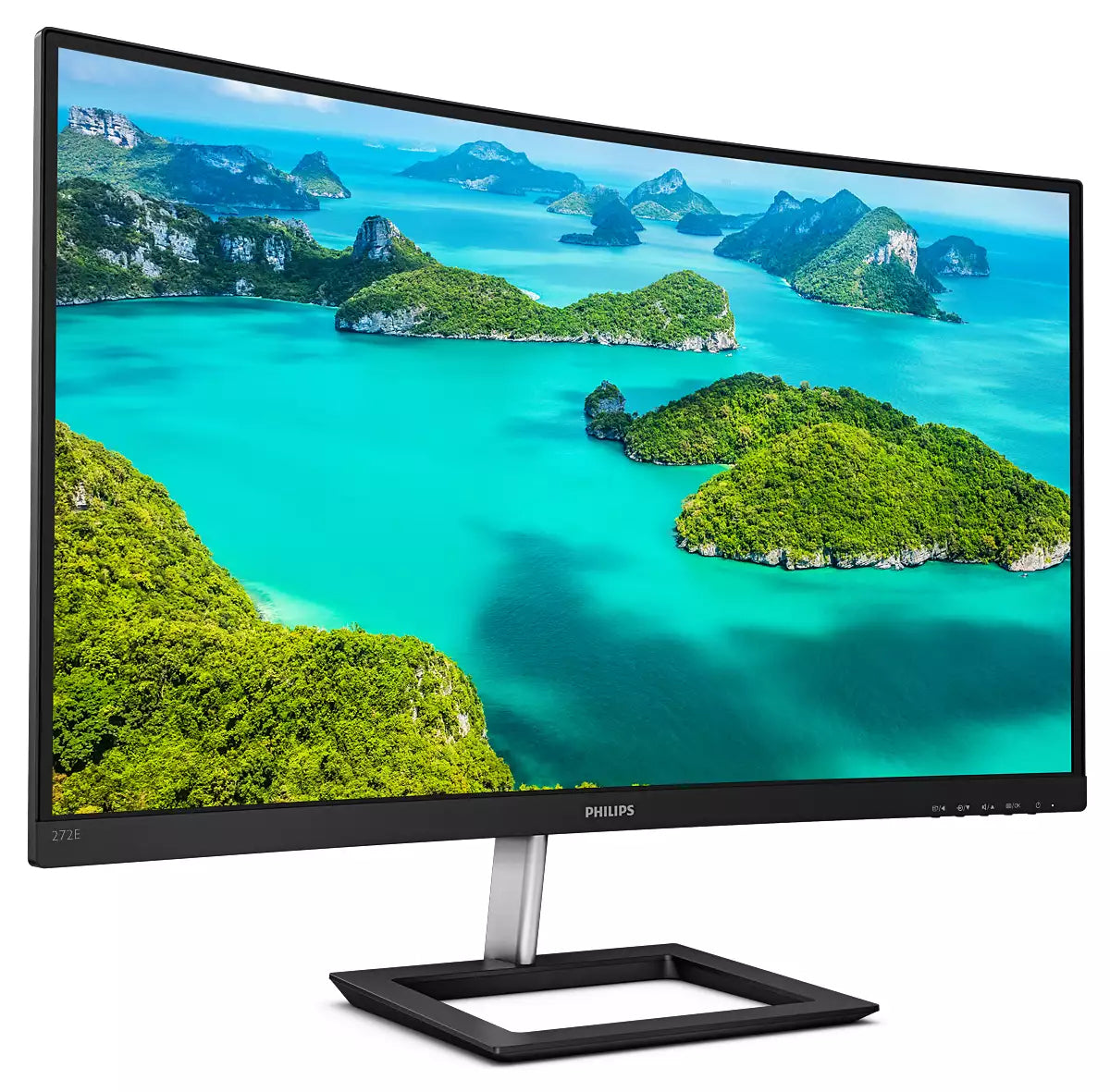 Philips 272E1CA – Monitor, 27", VA, 75 Hz, 250 cd/m², Gebogen, Lautsprecher, VESA 100 × 100, Schwarz