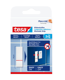 Tesa Montageband Powerstrips, für Innen, für Fliesen/Metall – Weiss, bis 2 kg