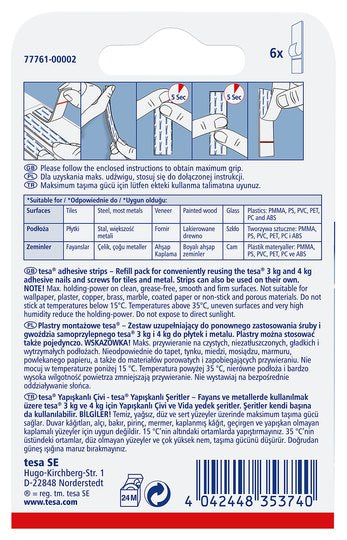 Tesa Montageband, für den Innenbereich, für glatte Oberflächen – 81 mm × 0,13 m, Weiss, bis 3 kg