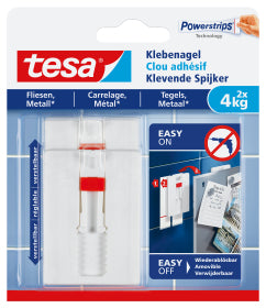 Tesa Universalhaken wiederablösbar – 4 kg, 2 Stk., für Fliesen, Metall, Putz