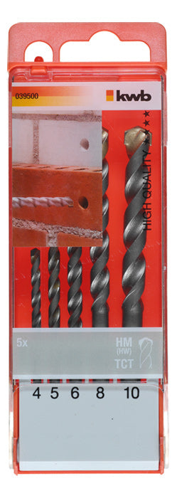 kwb Steinbohrersatz 4/5/6/8/10 mm – Zylinderschaft – für Mauerwerk & Beton – 5-tlg.