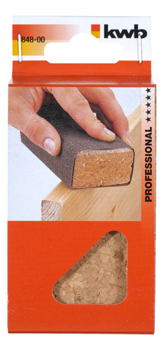 kwb Handschleifklotz – 120 × 80 × 40 mm – für Schleifpapier, Kork