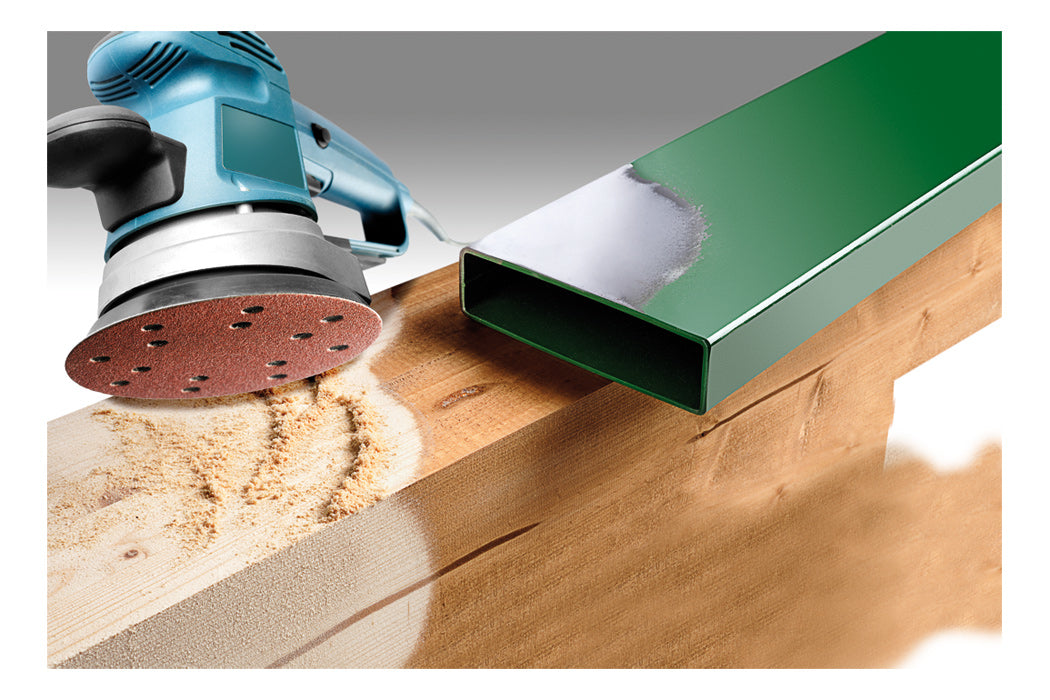kwb Klett-Haftscheiben 150 mm P60 – für Metall, Holz, Kunststoff – 5 Stk – gelocht, 14 Löcher
