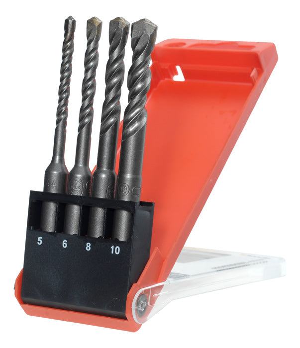 kwb SDS Plus Hammerbohrer-Set 4-tlg., 5/6/8/10 mm – 110 mm – für Mauerwerk & Beton