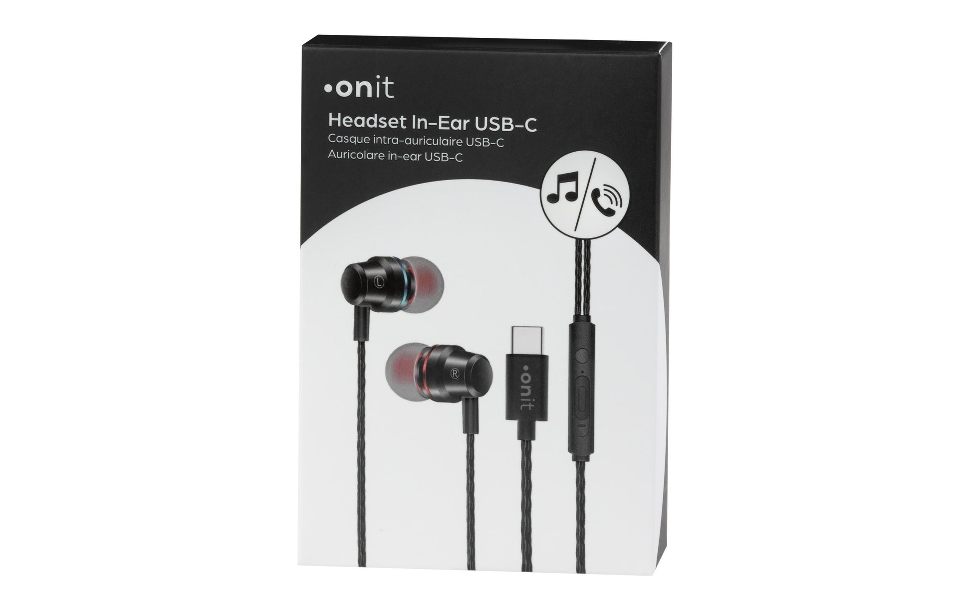 ONIT F01761 In-Ear Headset – Stereo, Kabel, USB-C, Schwarz