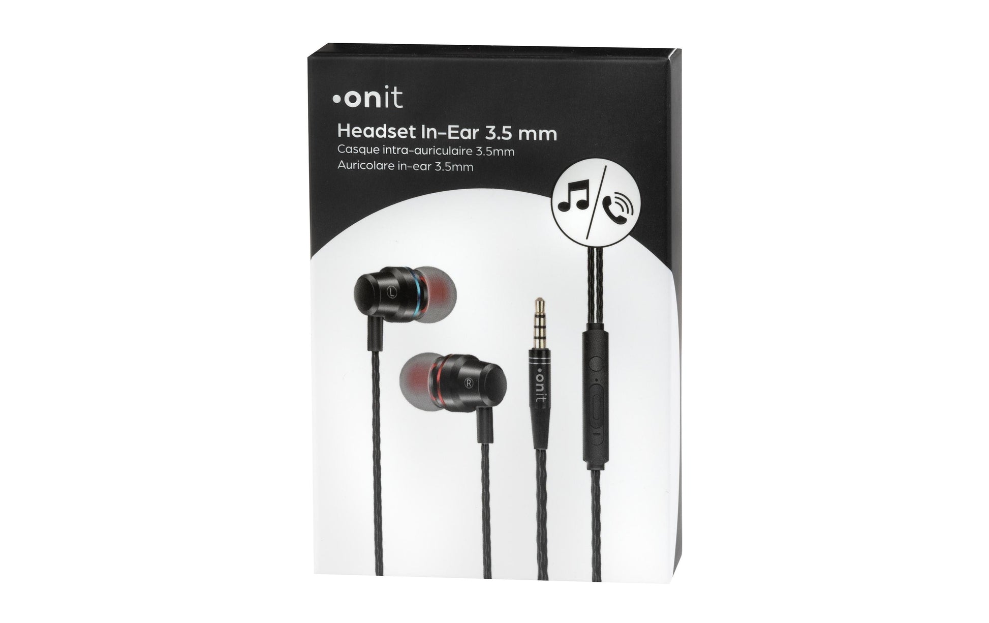 ONIT F01763 In-Ear Headset – Stereo, 3,5 mm Klinke, Schwarz