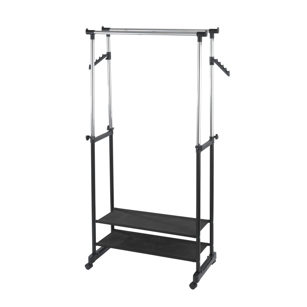 WENKO All In Garderobenständer (mit Schirmhalter) – Metall – Schwarz/Silber – 1'170 mm