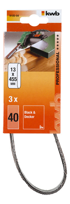 kwb Schleifband 13 × 457 mm – für Holz – 3 Stk – für Black & Decker
