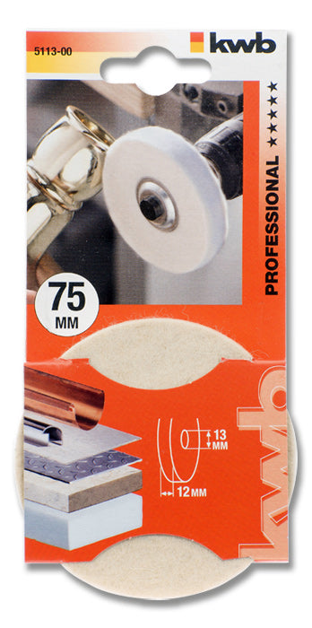 kwb Polierkissen 75 × 13 mm Filz – für Marmor, Acryl, Kunststoff u. a. – 1 Stk