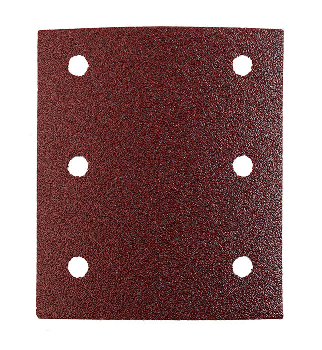 kwb Schleifpapier 115 × 100 mm P180 Korund – für Metall, Holz, Lackoberflächen – 5 Stk – 6 Löcher