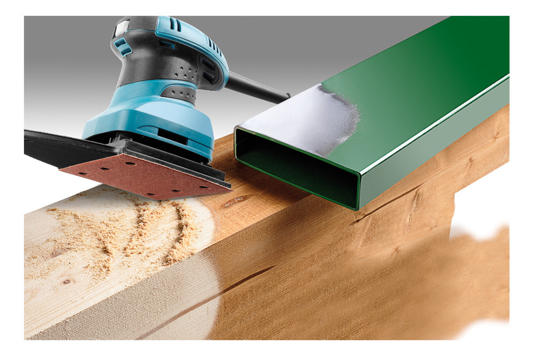 kwb Schleifpapier 115 × 100 mm P180 Korund – für Metall, Holz, Lackoberflächen – 5 Stk – 6 Löcher