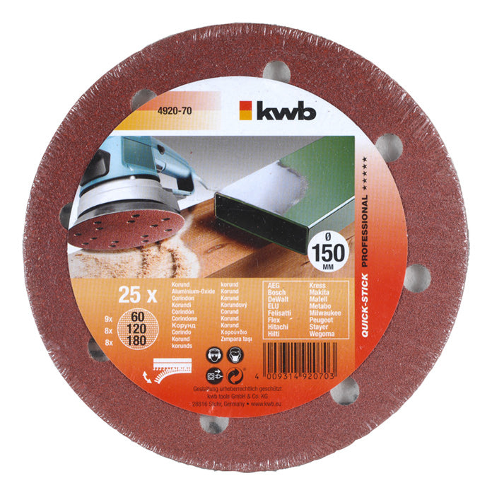 kwb Kraftixx Haftscheiben 150 gelocht – 25 Stück pro Packung