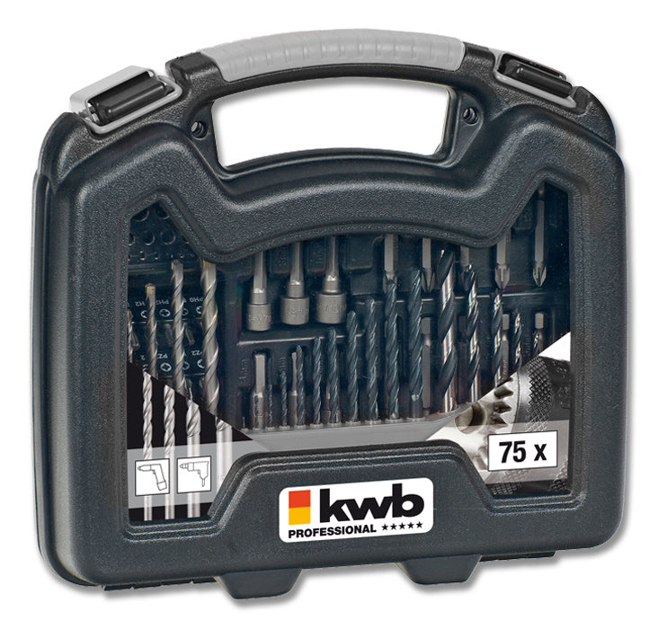 kwb Bitbohrersatz – 75-teilig, Chrom-Vanadium-Stahl (Cr-V)