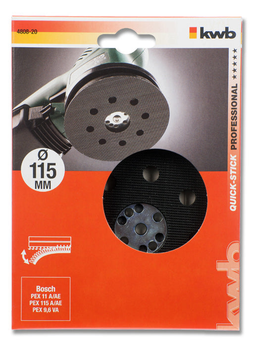 kwb Klettgummiteller 115 mm – für Schleifen – 1 Stk – Mittel – für Bosch PEX 11 A/AE, PEX 115 A/AE, PEX 9,6 VA