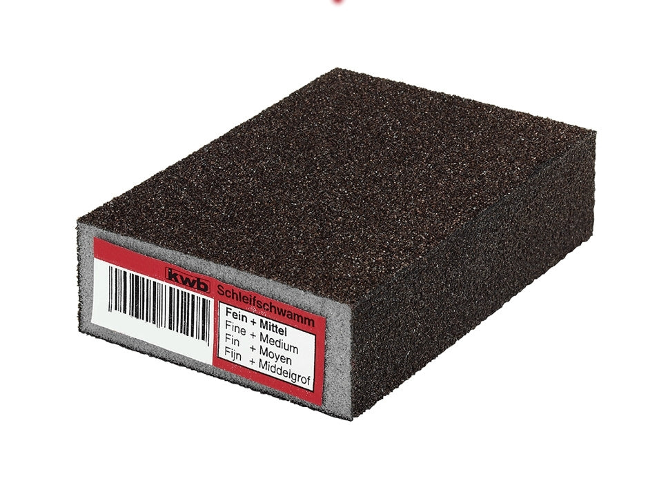 kwb Unischleifblock Fein/Mittel Schleifschwamm 70 × 100 × 26 mm Aluminiumoxid, Schaum – für Metall, Holz