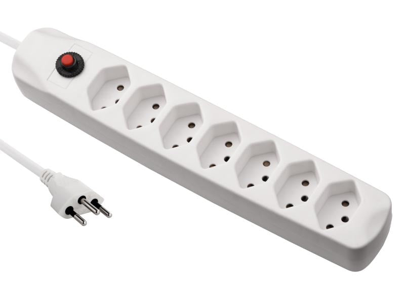 FURBER.power Standard Steckdosenleiste, 7×T13, ohne Schalter, 1,5 m, Eingang T12 – Weiss