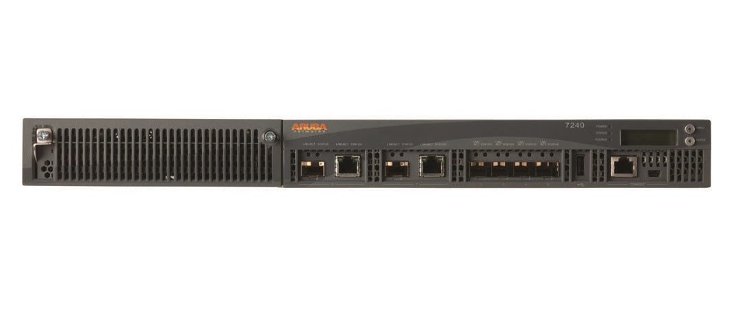HPE Aruba 7210DC – Security-Gateway/Router, 4× SFP, 2× RJ-45, 1U, 350 W, Schwarz