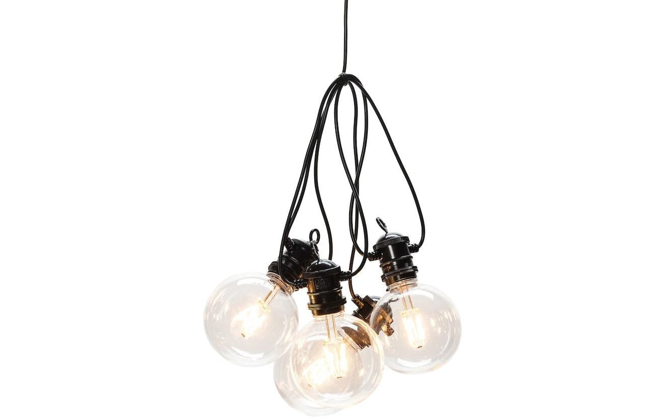 Konstsmide Lichterkette 9,15 m – Bernstein, 10 LEDs, dimmbar, IP44 – 1 Stk., Schwarz/Transparent – 2395-800