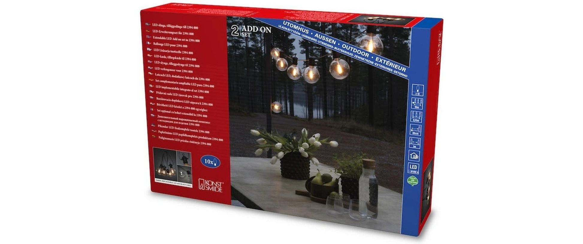 Konstsmide Lichterkette 9,15 m – Bernstein, 10 LEDs, dimmbar, IP44 – 1 Stk., Schwarz/Transparent – 2395-800