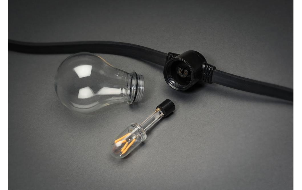 Konstsmide Solar-Lichterkette – 1800 K – IP44 – Timer 4–8 h, dimmbar, Fernbedienung – Schwarz, Kunststoff