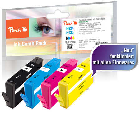Peach 934/935 Tintenpatronen-Multipack, 4er-Set (Kompatibel) – für HP OfficeJet 6800/Pro 6200/Pro 6830 …